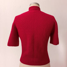 Charger l'image dans la galerie, 1950s 1960s - Beautiful Hand Knitted Burgundy Set - Sz. S/M