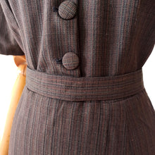 Load image into Gallery viewer, 1960s - Ultra-gorgeous Brown Textured Cotton Dress - W28.5 (72cm)
