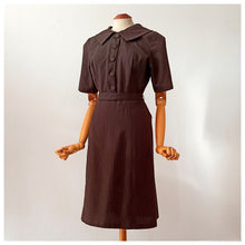 Load image into Gallery viewer, 1960s - Ultra-gorgeous Brown Textured Cotton Dress - W28.5 (72cm)
