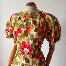 Cargar imagen en el visor de la galería, 1940s - Colorful Seersucker Cotton Dress - W29 (74cm)