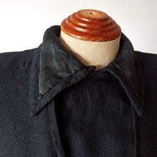 Load image into Gallery viewer, 1940s - Black Padded Shoulders Textured Rayon Wool Dress - W32 (82cm)