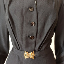 Carica l'immagine nel visualizzatore di Gallery, 1940s - Superb German Black Textured Gab Rayon Dress - W33 (84cm)