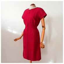 Charger l'image dans la galerie, 1950s 1960s - Gorgeous Rouge Wool Pincel Dress - W27.5 (70cm)