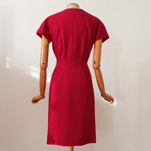 Charger l'image dans la galerie, 1950s 1960s - Gorgeous Rouge Wool Pincel Dress - W27.5 (70cm)