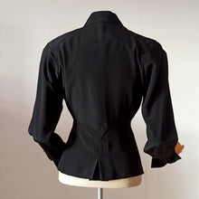 Cargar imagen en el visor de la galería, 1940s - Exquisite Couture Black Silk Crepe Jacket - W30 (76cm)