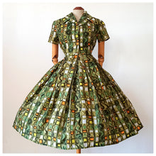Charger l'image dans la galerie, 1950s - Stunning French Abstract Print Dress - W25 (62cm)
