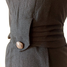 Charger l'image dans la galerie, 1950s 1960s - Exquisite Black Glitter Wool Dress - W26 (66cm)