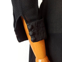 Load image into Gallery viewer, 1930s - Superb Black Textured Crepe Dress - W32 (82cm)