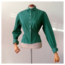Charger l'image dans la galerie, 1940s 1950s - Gorgeous Green Cotton Blouse - W34 (88cm)