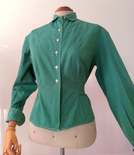 Charger l'image dans la galerie, 1940s 1950s - Gorgeous Green Cotton Blouse - W34 (88cm)