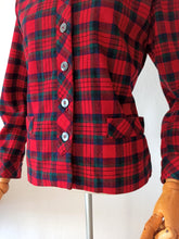 Charger l'image dans la galerie, 1940s 1950s - BOBBIE BROOKS, USA - Shoulder Pads Wool Plaid Jacket - W32 (82cm)