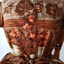 Charger l'image dans la galerie, 1950s 1960s - Stunning Autumn Roseprint Satin Dress - W30 (76cm)