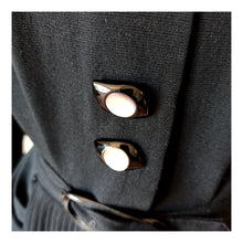 Cargar imagen en el visor de la galería, 1940s - Stunning Black Wool Crepe Dress - W27.5 (70cm)