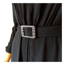 Load image into Gallery viewer, 1930s - Superb Elegant Black Silk Crepe Belted Dress - W31 (80cm)