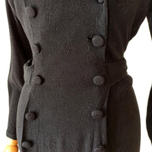 Cargar imagen en el visor de la galería, 1940s - Gorgeous Black Rayon Crepe Dress - W31 (80cm)