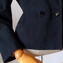 Charger l'image dans la galerie, 1940s 1950s - New Look Black Gabardine Wool Jacket - W35 (88.5cm)