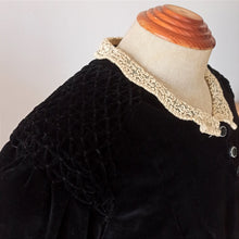 Load image into Gallery viewer, 1930s - Superb Honeycomb Shoulders Velvet Dress - W31 (80cm)