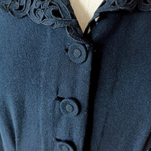Load image into Gallery viewer, 1940s - Beautiful Black Wool Dress - W31.5 (80cm)