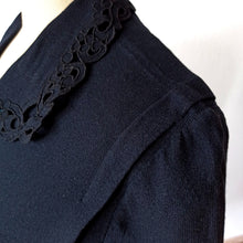 Load image into Gallery viewer, 1940s - Beautiful Black Wool Dress - W31.5 (80cm)