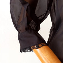 Charger l'image dans la galerie, 1950s - Stunning Black Nylon Lace Blouse