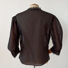 Charger l'image dans la galerie, 1950s - Stunning Black Nylon Lace Blouse