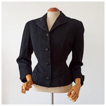 Load image into Gallery viewer, 1940s - AVIGNON, France - Gorgeous Black Wool New Look Jacket - W30 (78cm)