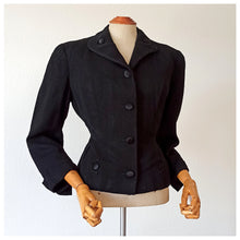 Load image into Gallery viewer, 1940s - AVIGNON, France - Gorgeous Black Wool New Look Jacket - W30 (78cm)