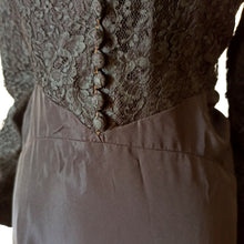 Load image into Gallery viewer, 1930s 1940s - Outstanding Black Lace Satin Dress - W30 (76cm)