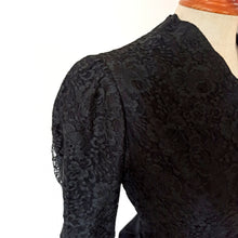 Load image into Gallery viewer, 1930s 1940s - Outstanding Black Lace Satin Dress - W30 (76cm)