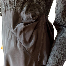 Load image into Gallery viewer, 1930s 1940s - Outstanding Black Lace Satin Dress - W30 (76cm)