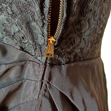 Load image into Gallery viewer, 1930s 1940s - Outstanding Black Lace Satin Dress - W30 (76cm)