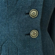Cargar imagen en el visor de la galería, 1940s - Fabulous Petrol Wool Jacket Cape Set - W27 (68cm)