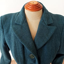 Cargar imagen en el visor de la galería, 1940s - Fabulous Petrol Wool Jacket Cape Set - W27 (68cm)