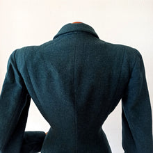 Cargar imagen en el visor de la galería, 1940s - Fabulous Petrol Wool Jacket Cape Set - W27 (68cm)