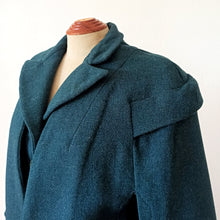 Cargar imagen en el visor de la galería, 1940s - Fabulous Petrol Wool Jacket Cape Set - W27 (68cm)