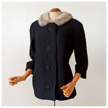 Charger l'image dans la galerie, 1950s 1960s - Gorgeous Black Gab Wool Jacket - W40 (102cm)