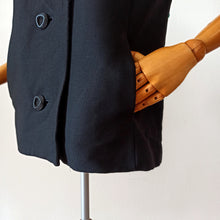 Charger l'image dans la galerie, 1950s 1960s - Gorgeous Black Gab Wool Jacket - W40 (102cm)
