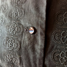 Charger l'image dans la galerie, 1950s 1960s - Gorgeous Black Embroidery Cotton Blouse - Sz. 42