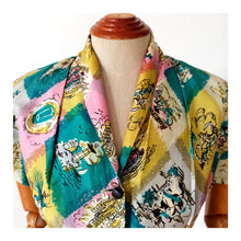 Cargar imagen en el visor de la galería, 1940s - Spectacular Novelty Print Silk Dress - W26 (66cm)