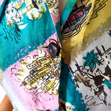 Cargar imagen en el visor de la galería, 1940s - Spectacular Novelty Print Silk Dress - W26 (66cm)
