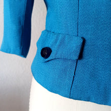 Charger l'image dans la galerie, 1960s - Adorable Blue Rayon Dress Jacket Set - W28 (72cm)