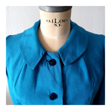 Charger l'image dans la galerie, 1960s - Adorable Blue Rayon Dress Jacket Set - W28 (72cm)