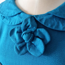 Charger l'image dans la galerie, 1960s - Adorable Blue Rayon Dress Jacket Set - W28 (72cm)