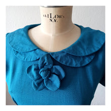 Charger l'image dans la galerie, 1960s - Adorable Blue Rayon Dress Jacket Set - W28 (72cm)