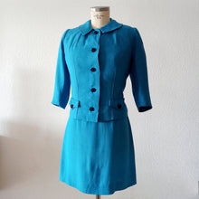 Charger l'image dans la galerie, 1960s - Adorable Blue Rayon Dress Jacket Set - W28 (72cm)
