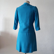 Charger l'image dans la galerie, 1960s - Adorable Blue Rayon Dress Jacket Set - W28 (72cm)