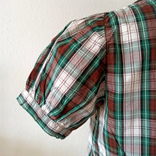 Carica l'immagine nel visualizzatore di Gallery, 1960s - Gorgeous Puffed Shoulders Plaid Cotton Blouse
