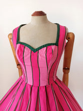 Charger l'image dans la galerie, 1950s 1960s - Fabulous Watermelon Colors Cotton Dress - W24.5 (62cm)