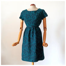 Charger l'image dans la galerie, 1950s 1960s - Gorgeous Green Abstract Wool Dress - W26 (66cm)
