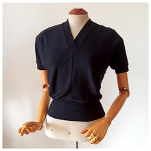 Charger l'image dans la galerie, 1950s - ZOULENE, France - Deadstock Black Cotton Top - Sz. S/M
